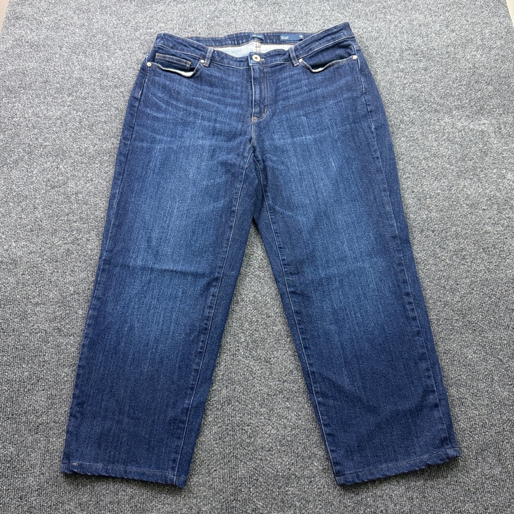 J. Jill Relaxed Boyfriend Jeans Women 18 Med Wash Straight Leg Stretch Ankle